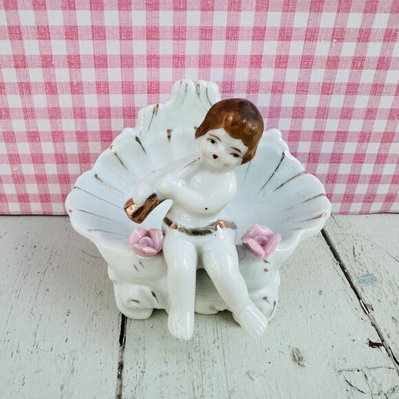 Vintage Other - Vintage Cherub Jewelry Dish Angel Figurine Vintage Valentine's Day Decor